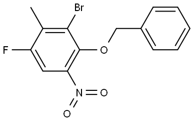 Benzene, 3-bromo-1-fluoro-2-methyl-5-nitro-4-(phenylmethoxy)- Struktur