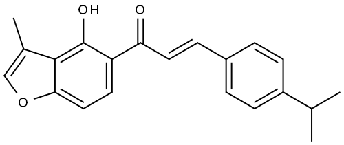 2-Propen-1-one, 1-(4-hydroxy-3-methyl-5-benzofuranyl)-3-[4-(1-methylethyl)phenyl]-, (2E)- Struktur