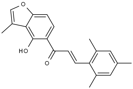 (2E)-1-(4-Hydroxy-3-methyl-5-benzofuranyl)-3-(2.4.6-trimethylphenyl)-2-propen-1- Struktur