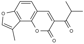 9-Methyl-3-(2-methyl-1-oxopropy)-2H-furo[2,3-h]-1-benzopyran-2-one Struktur