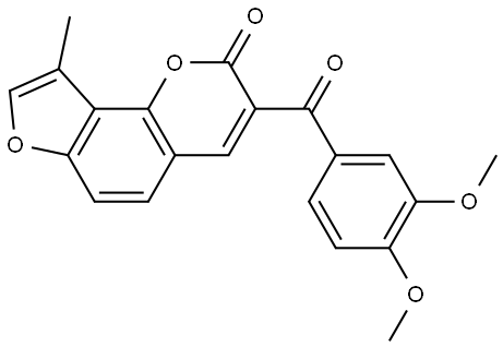 3-(3,4-Dimethoxybenzoyl-9-methyl-2H-furo[2,3-h]-1-benzopyran-2-one Struktur