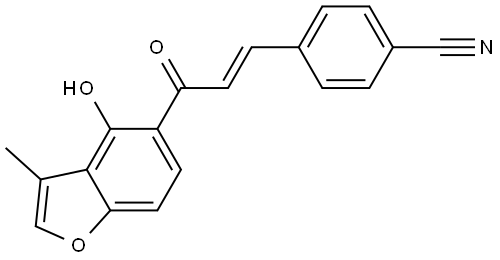 4-[(1E)-3-(4-Hydroxy-3-methyl-5-benzofuranyl)-3-oxo-1-propen-1-yl]benzonitrile Struktur