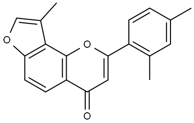 2-(2,4-Dimethylphenyl-9-methyl-4H-furo[2.3-h)]-1-benzopyran-4-one Struktur