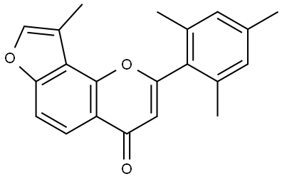 9-Methyl-2-(2,4,6-trimethylphenyl)-4H-furo[2,3-h]-1-benzopyran-4-one Struktur