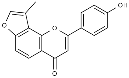 2-(4-Hydroxyphenyl)-9-methyl-4H-furo[2,3-h]-1-benzopyran-4-one Struktur