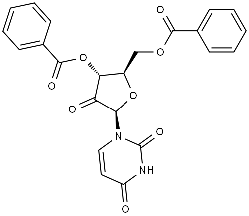 2,4(1H,3H)-Pyrimidinedione, 1-(3,5-di-O-benzoyl-β-D-erythro-pentofuranos-2-ulosyl)- Struktur