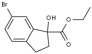 Ethyl 6-bromo-2,3-dihydro-1-hydroxy-1H-indene-1-carboxylate Struktur