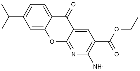 5H-[1]Benzopyrano[2,3-b]pyridine-3-carboxylic acid, 2-amino-8-(1-methylethyl)-5-oxo-, ethyl ester Struktur