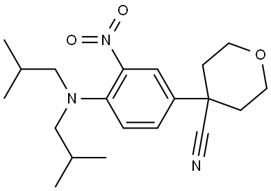 4-(4-(diisobutylamino)-3-nitrophenyl)tetrahydro-2H-pyran-4-carbonitrile Struktur