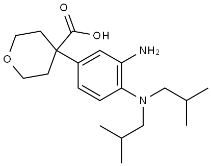 4-(3-amino-4-(diisobutylamino)phenyl)tetrahydro-2H-pyran-4-carboxylic acid Struktur