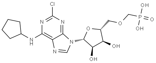 ({[(2R,3S,4R,5R)-5-[2-Chloro-6-(cyclopentylamino)-9H-purin-9-yl]-3,4-dihydroxyoxolan-2-yl]methoxy}methyl)phosphonic acid Struktur