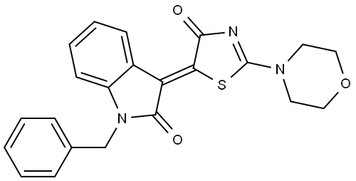 (3Z)-1-BENZYL-3-(2-(4-MORPHOLINYL)-4-OXO-1,3-THIAZOL-5(4H)-YLIDENE)-1,3-DIHYDRO-2H-INDOL-2-ONE Struktur