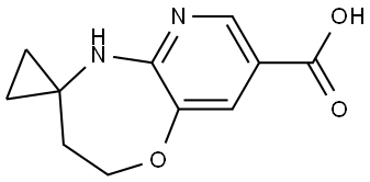 2',3'-dihydro-5'H-spiro[cyclopropane-1,4'-pyrido[3,2-b][1,4]oxazepine]-8'-carboxylic acid Struktur