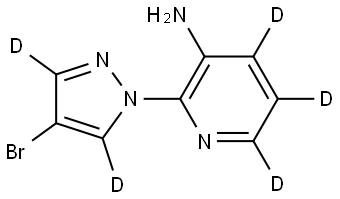 2-(4-bromo-1H-pyrazol-1-yl-3,5-d2)pyridin-4,5,6-d3-3-amine Struktur