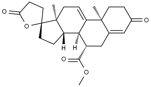 Pregna-4,9(11)-diene-7,21-dicarboxylic acid, 17-hydroxy-3-oxo-, 21,17-lactone, 7-methyl ester, (17α)- Struktur