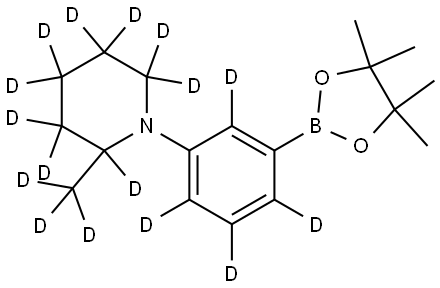 2-(methyl-d3)-1-(3-(4,4,5,5-tetramethyl-1,3,2-dioxaborolan-2-yl)phenyl-2,4,5,6-d4)piperidine-2,3,3,4,4,5,5,6,6-d9 Struktur