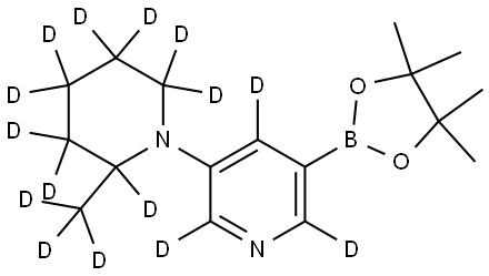 3-(2-(methyl-d3)piperidin-1-yl-2,3,3,4,4,5,5,6,6-d9)-5-(4,4,5,5-tetramethyl-1,3,2-dioxaborolan-2-yl)pyridine-2,4,6-d3 Struktur