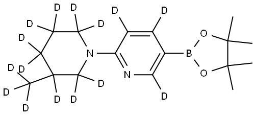 2-(3-(methyl-d3)piperidin-1-yl-2,2,3,4,4,5,5,6,6-d9)-5-(4,4,5,5-tetramethyl-1,3,2-dioxaborolan-2-yl)pyridine-3,4,6-d3 Struktur