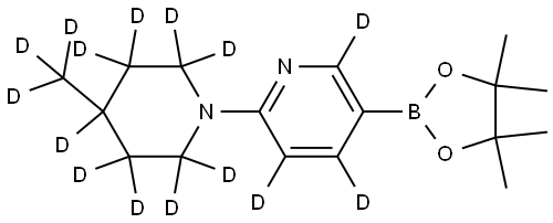 2-(4-(methyl-d3)piperidin-1-yl-2,2,3,3,4,5,5,6,6-d9)-5-(4,4,5,5-tetramethyl-1,3,2-dioxaborolan-2-yl)pyridine-3,4,6-d3 Struktur