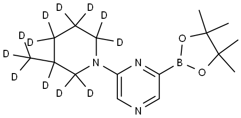 2-(3-(methyl-d3)piperidin-1-yl-2,2,3,4,4,5,5,6,6-d9)-6-(4,4,5,5-tetramethyl-1,3,2-dioxaborolan-2-yl)pyrazine Struktur