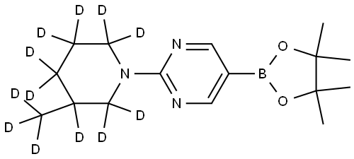 2-(3-(methyl-d3)piperidin-1-yl-2,2,3,4,4,5,5,6,6-d9)-5-(4,4,5,5-tetramethyl-1,3,2-dioxaborolan-2-yl)pyrimidine Struktur