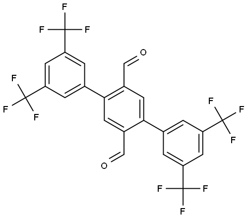 3,3'',5,5''-tetrakis(trifluoromethyl)-[1,1':4',1''-terphenyl]-2',5'-dicarbaldehyde Struktur