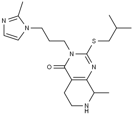 2-(isobutylthio)-8-methyl-3-(3-(2-methyl-1H-imidazol-1-yl)propyl)-5,6,7,8-tetrahydropyrido[3,4-d]pyrimidin-4(3H)-one Struktur