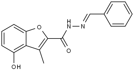 4-Hydroxy-3-methyl-2-benzofurancarboxylic acid (2E)-2-(phenylmethylene)hydrazide Struktur