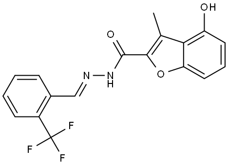 4-Hydroxy-3-methyl-2-benzofurancarboxylic acid (2E)-2-[[2-(trifuoromethyl)pheny. Struktur