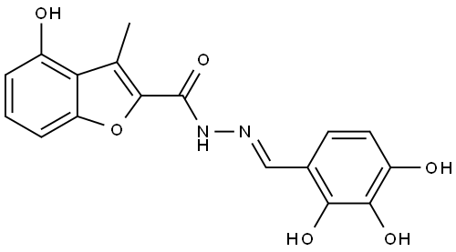 4-Hydroxy-3-methyl-2-benzofurancarboxylic acid (2E)-2-[(2,3,4-trihydroxyphenyl)m... Struktur