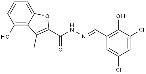 4-Hydroxy-3-methyl-2-benzofurancarboxylic acid (2E)-2-[(3,5-dichloro-2-hydroxyph... Struktur