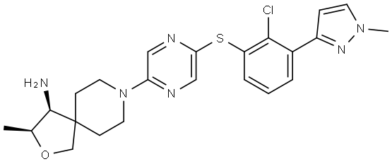 (3S,4S)-8-(5-((2-(iodo-l2-methyl)-3-(1-methyl-1H-pyrazol-3-yl)phenyl)thio)pyrazin-2-yl)-3-methyl-2-oxa-8-azaspiro[4.5]decan-4-amine Struktur