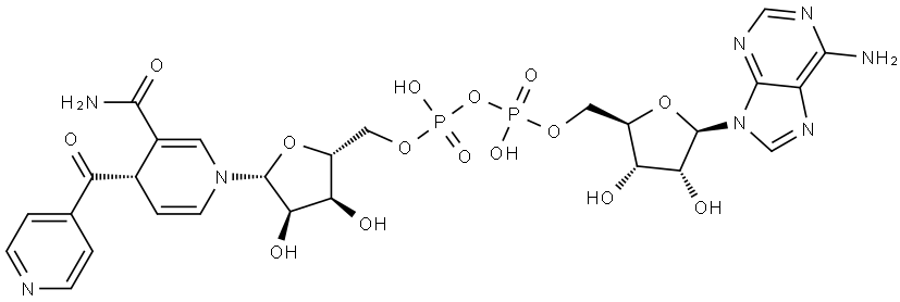 Adenosine 5'-(trihydrogen diphosphate), P'→5'-ester with (4S)-1,4-dihydro-4-(4-pyridinylcarbonyl)-1-β-D-ribofuranosyl-3-pyridinecarboxamide Struktur