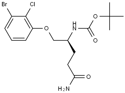 tert-butyl (S)-(5-amino-1-(3-bromo-2-chlorophenoxy)-5-oxopentan-2-yl)carbamate Struktur