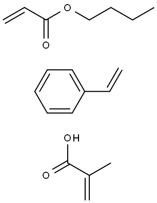 2-Propenoic acid, 2-methyl-, polymer with butyl 2-propenoate and ethenylbenzene Struktur