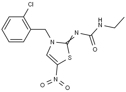 N-((2Z)-3-(2-chlorobenzyl)-5-nitro-1,3-thiazol-2(3H)-ylidene)-N'-ethylurea Struktur