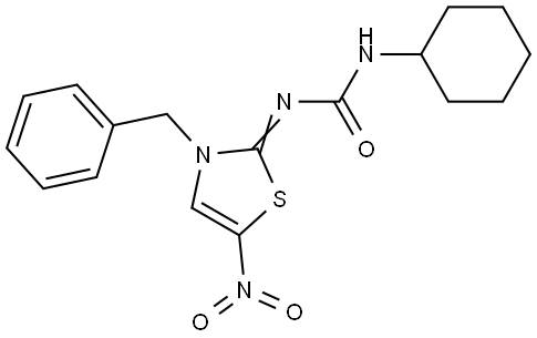 N-((2Z)-3-benzyl-5-nitro-1,3-thiazol-2(3H)-ylidene)-N'-cyclohexylurea Struktur