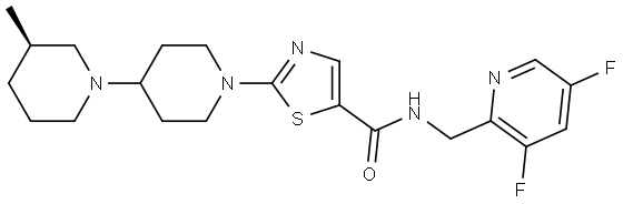 5-Thiazolecarboxamide, N-[(3,5-difluoro-2-pyridinyl)methyl]-2-[(3R)-3-methyl[1,4′-bipiperidin]-1′-yl]- Struktur