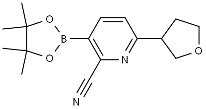 6-(tetrahydrofuran-3-yl)-3-(4,4,5,5-tetramethyl-1,3,2-dioxaborolan-2-yl)picolinonitrile Struktur