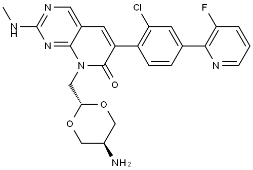 8-[(trans-4-Aminocyclohexyl)methyl]-6-[2-chloro-4-(3-fluoro-2-pyridinyl)phenyl]-2-(methylamino)pyrido[2,3-d]pyrimidin-7(8H)-one Struktur