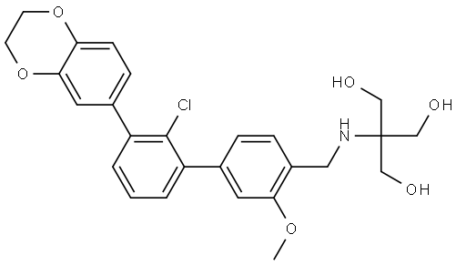 1,3-Propanediol, 2-[[[2′-chloro-3′-(2,3-dihydro-1,4-benzodioxin-6-yl)-3-methoxy[1,1′-biphenyl]-4-yl]methyl]amino]-2-(hydroxymethyl)- Struktur