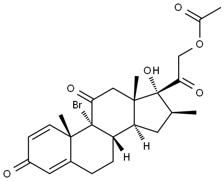 Pregna-1,4-diene-3,11,20-trione, 21-(acetyloxy)-9-bromo-17-hydroxy-16-methyl-, (16β)- Struktur