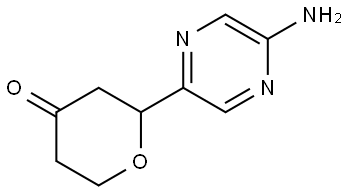 2-(5-aminopyrazin-2-yl)tetrahydro-4H-pyran-4-one Struktur