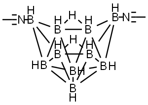 Dodecahydro-arachno-bis(acatonitrile)decaborane Struktur