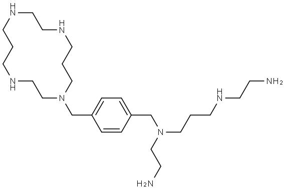 N1-(4-((1,4,8,11-Tetraazacyclotetradecan-1-yl)methyl)benzyl)-N1,N3-bis(2-aminoethyl)propane-1,3-diamine Struktur