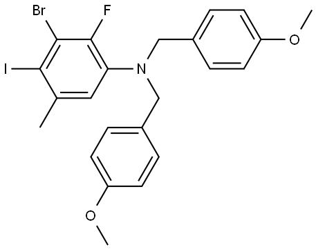 3-Bromo-2-fluoro-4-iodo-N,N-bis(4-methoxybenzyl)-5-methylaniline Struktur