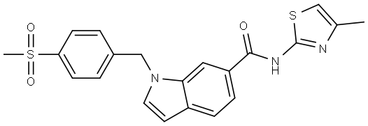 1-(4-(methylsulfonyl)benzyl)-N-(4-methylthiazol-2-yl)-1H-indole-6-carboxamide Struktur