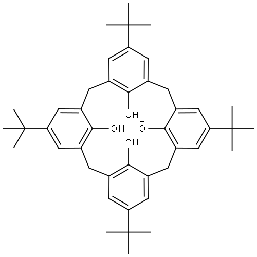 Pentacyclo[19.3.1.13,7.19,13.115,19]octacosa-1(25),3,5,7(28),9,11,13(27),15,17,19(26),21,23-dodecaene-25,26,27,28-tetrol, 5,11,17,23-tetrakis(1,1-dimethylethyl)-, stereoisomer Struktur