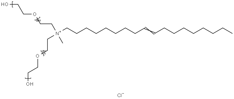 Poly(oxy-1,2-ethanediyl), alpha,alpha′-((methyl-9- octadecenyliminio)di-2,1-ethanediyl)bis(omega-hydroxy-, chloride,  (Z)- (EO 3-10) Struktur