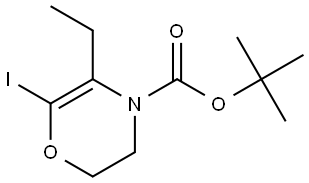 tert-butyl 5-ethyl-6-iodo-2,3-dihydro-4H-1,4-oxazine-4-carboxylate Struktur